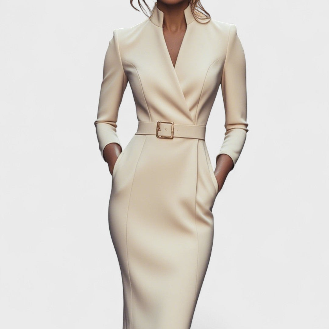 Lunori™ | Mandarin Luxe – Maxi ruha övvel