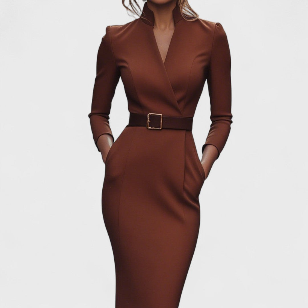 Lunori™ | Mandarin Luxe – Maxi ruha övvel