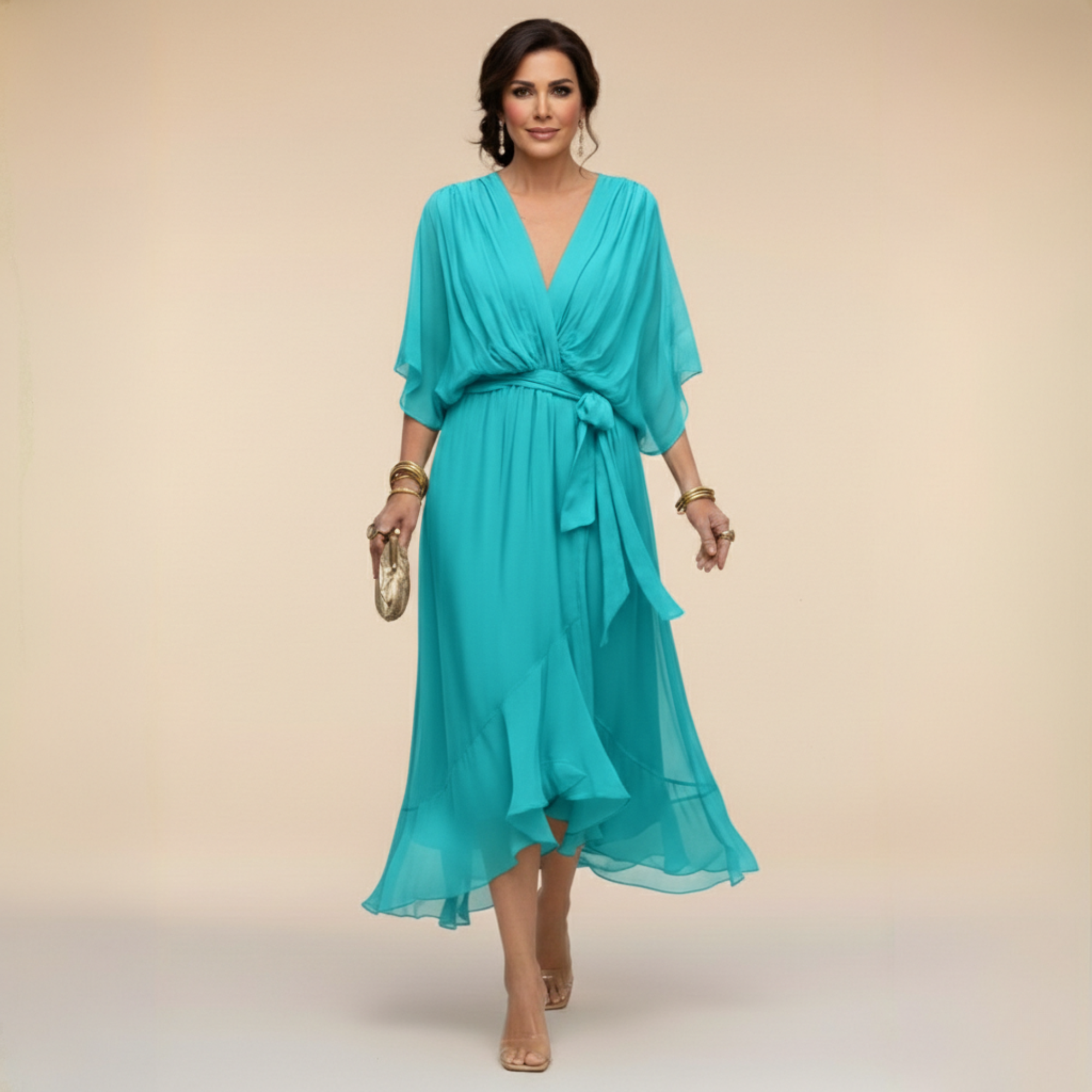 Mónika | Időtlen Elegancia V-nyakú Ruha