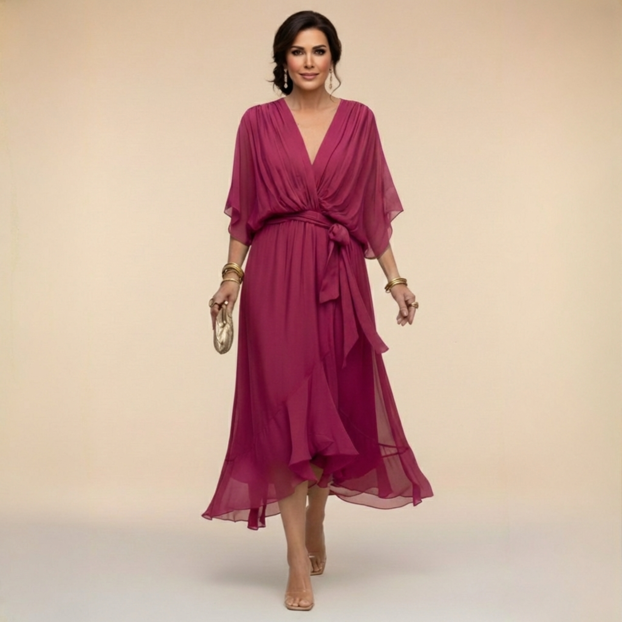 Mónika | Időtlen Elegancia V-nyakú Ruha