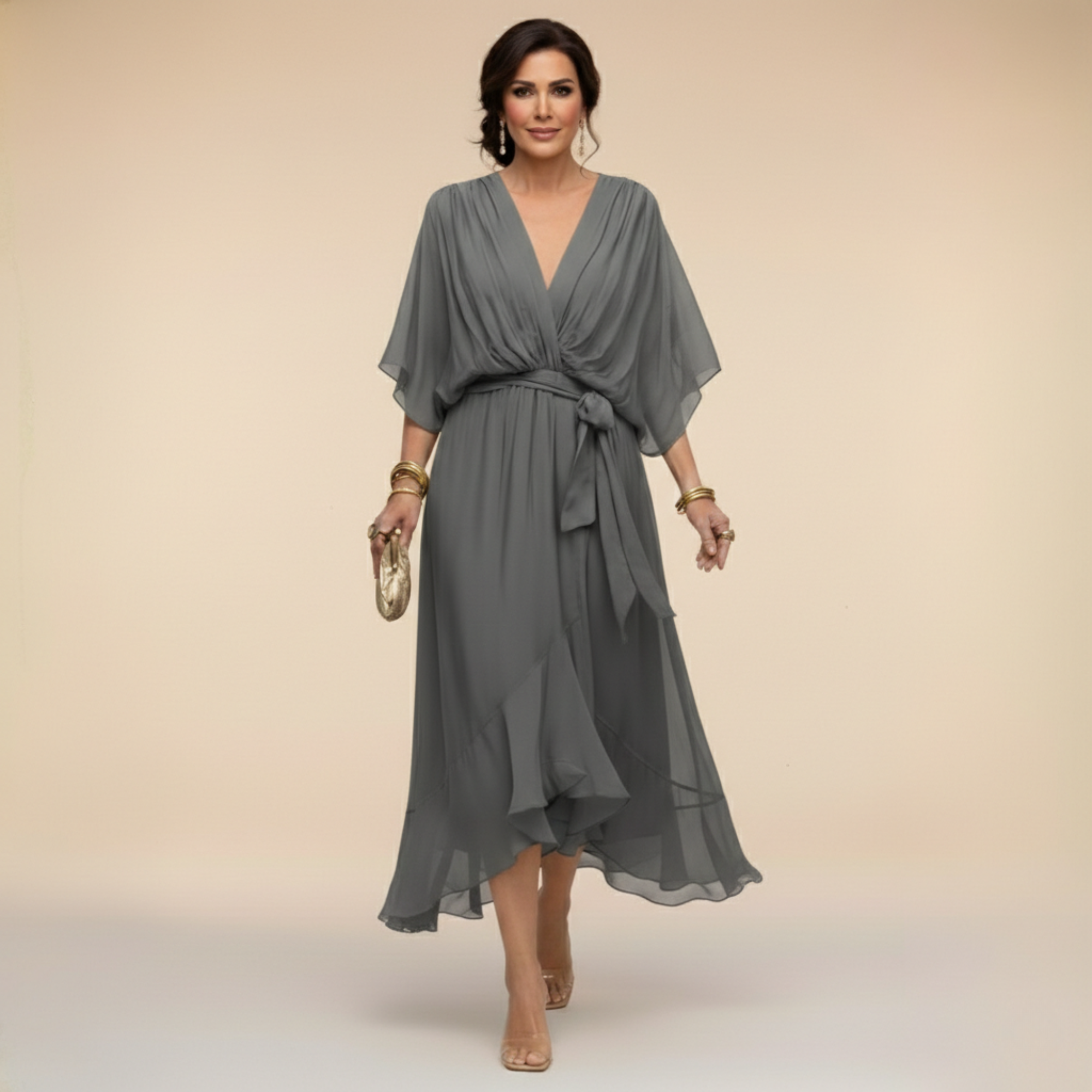 Mónika | Időtlen Elegancia V-nyakú Ruha