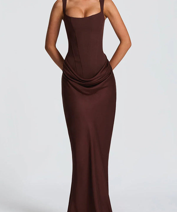 Leonor™ – Elegáns Maxi Ruha Négyzetes Kivágással
