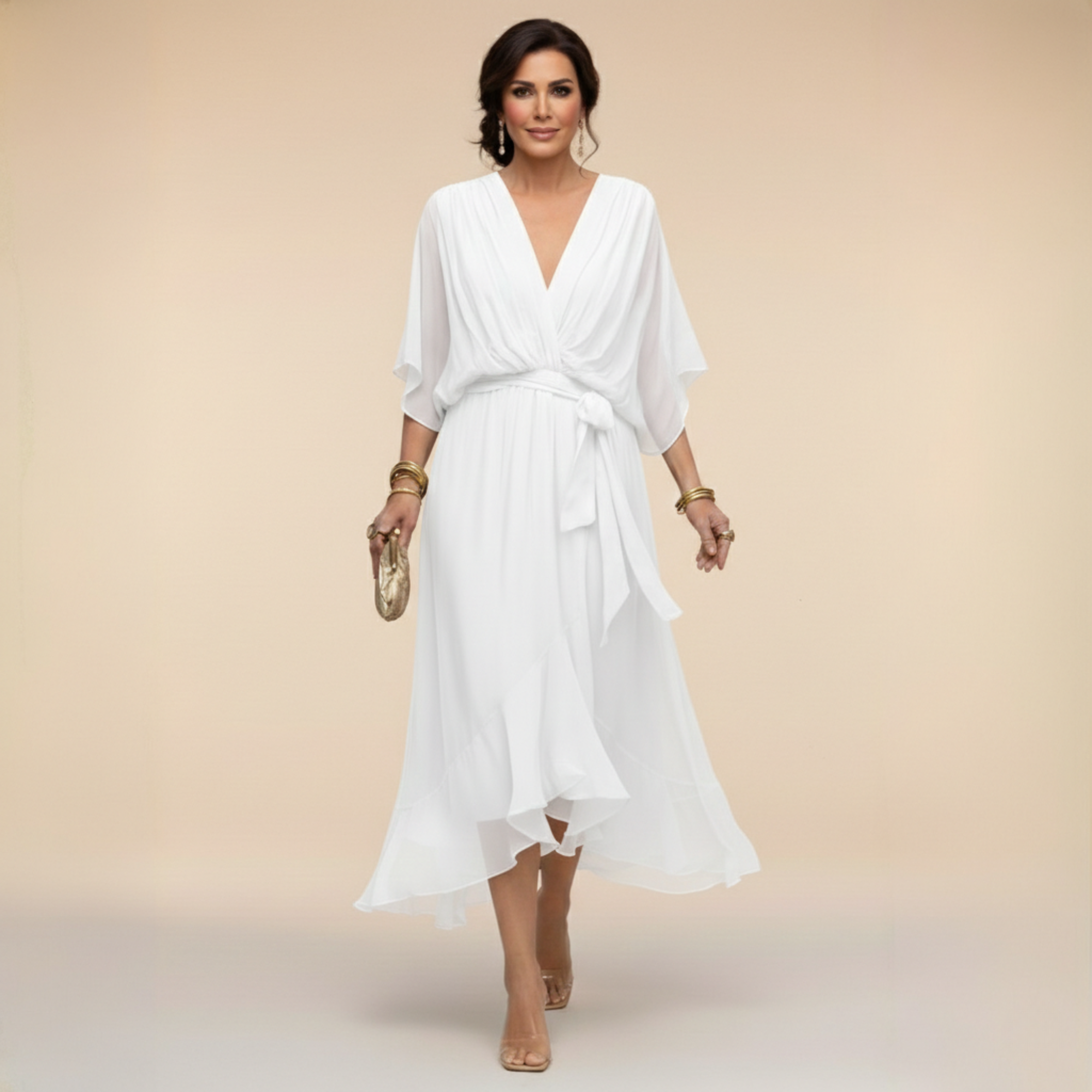Mónika | Időtlen Elegancia V-nyakú Ruha