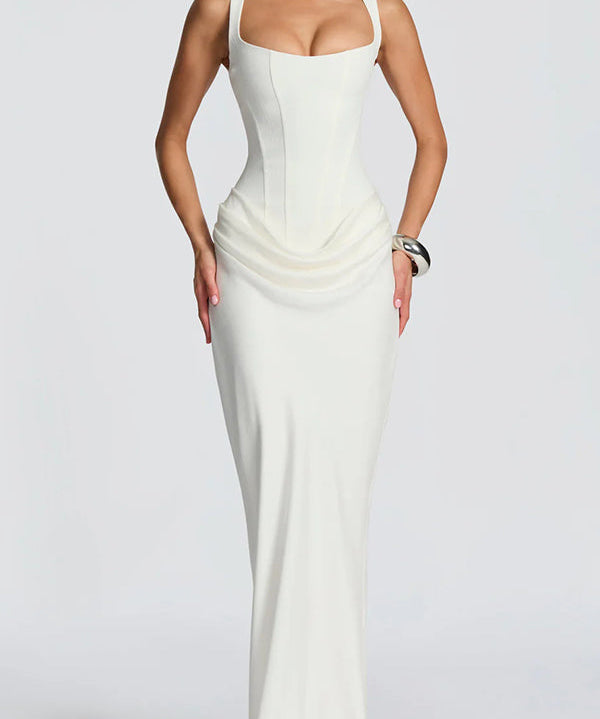 Leonor™ – Elegáns Maxi Ruha Négyzetes Kivágással