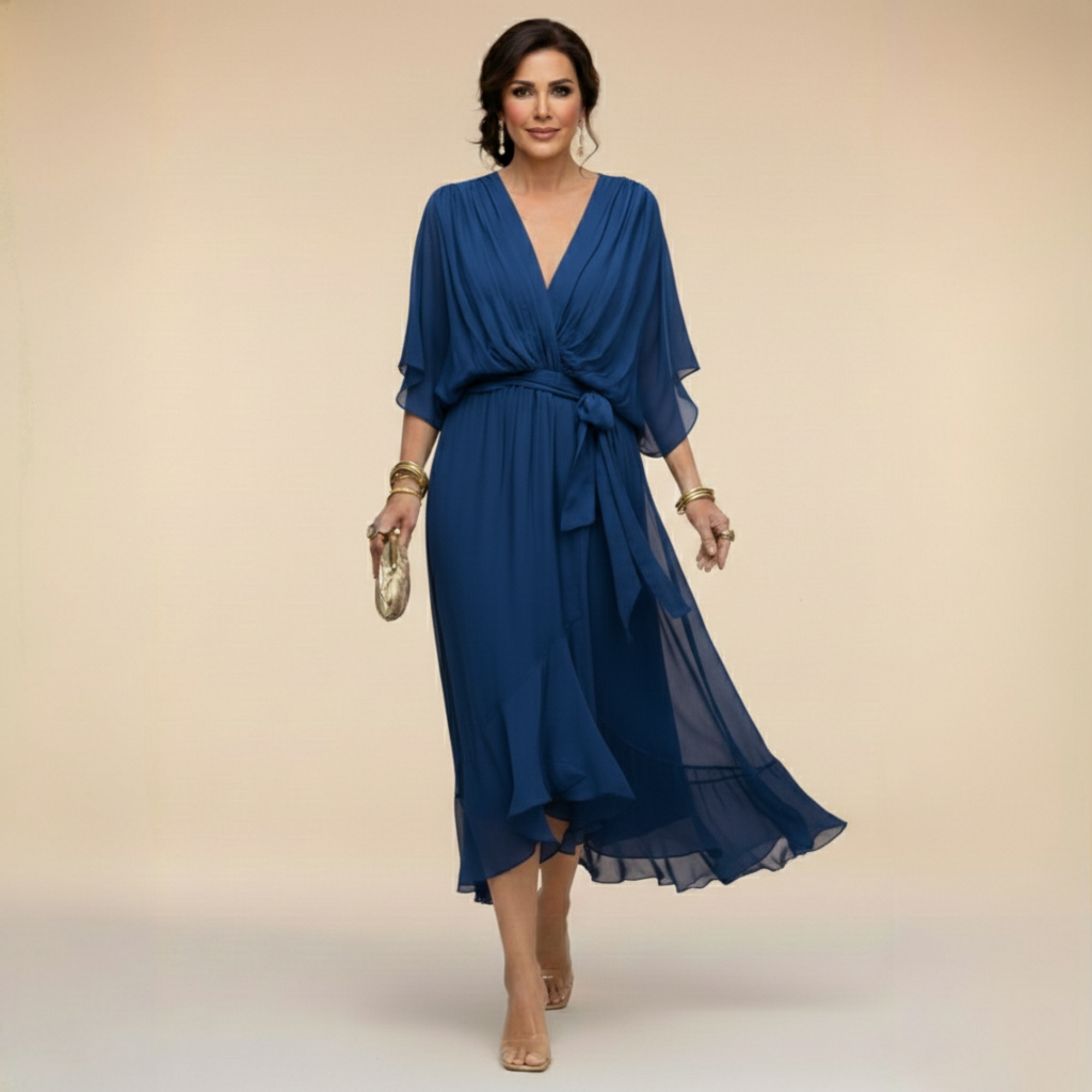 Mónika | Időtlen Elegancia V-nyakú Ruha