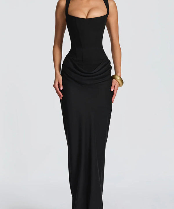 Leonor™ – Elegáns Maxi Ruha Négyzetes Kivágással