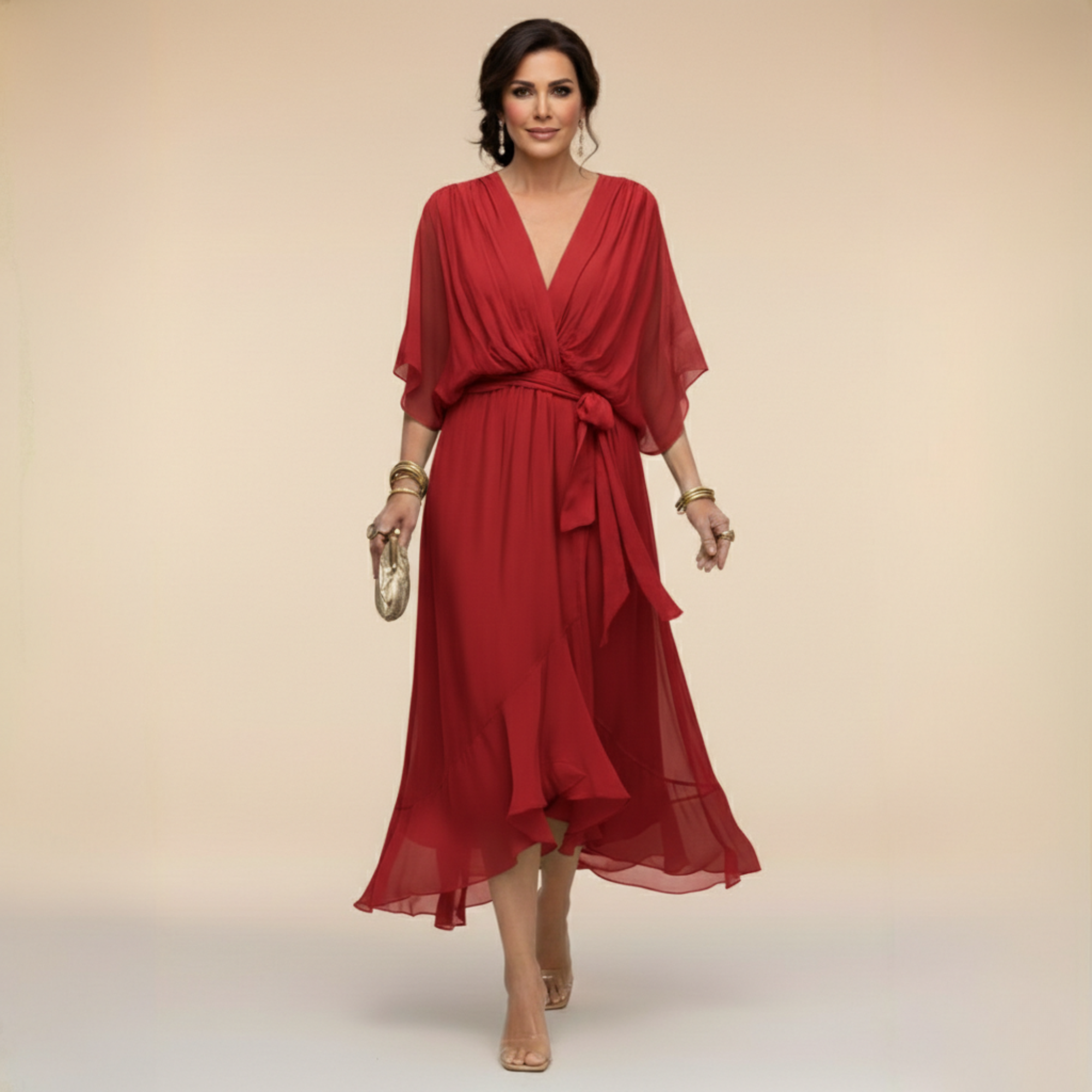 Mónika | Időtlen Elegancia V-nyakú Ruha