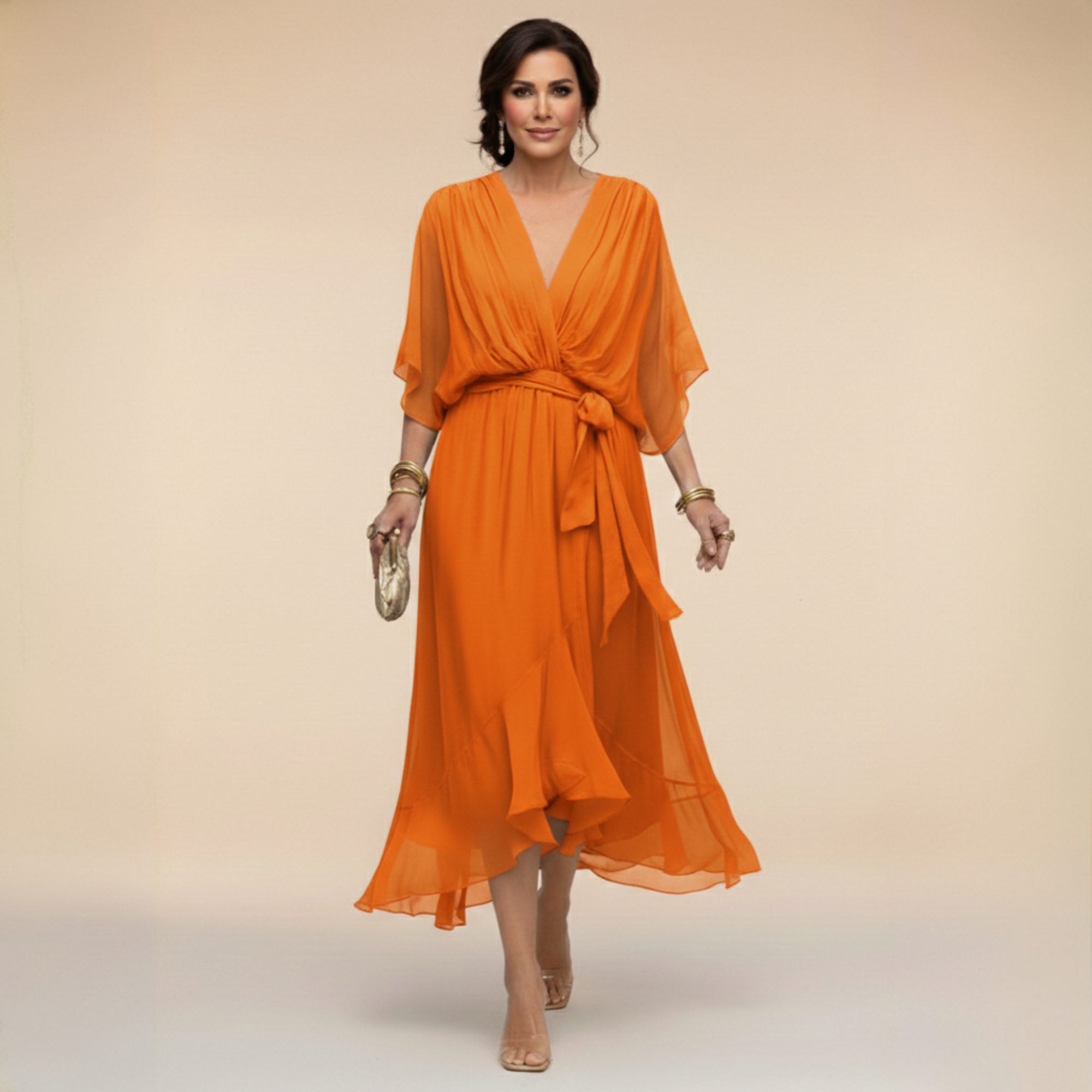 Mónika | Időtlen Elegancia V-nyakú Ruha