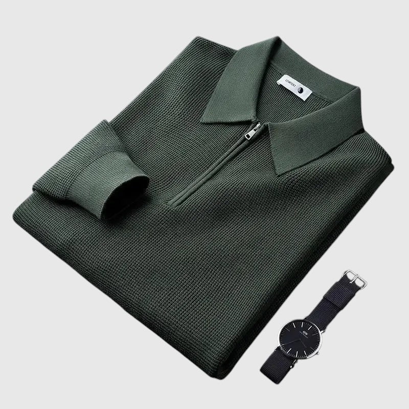 Ákos | Cipzáras férfi elegáns pulóver