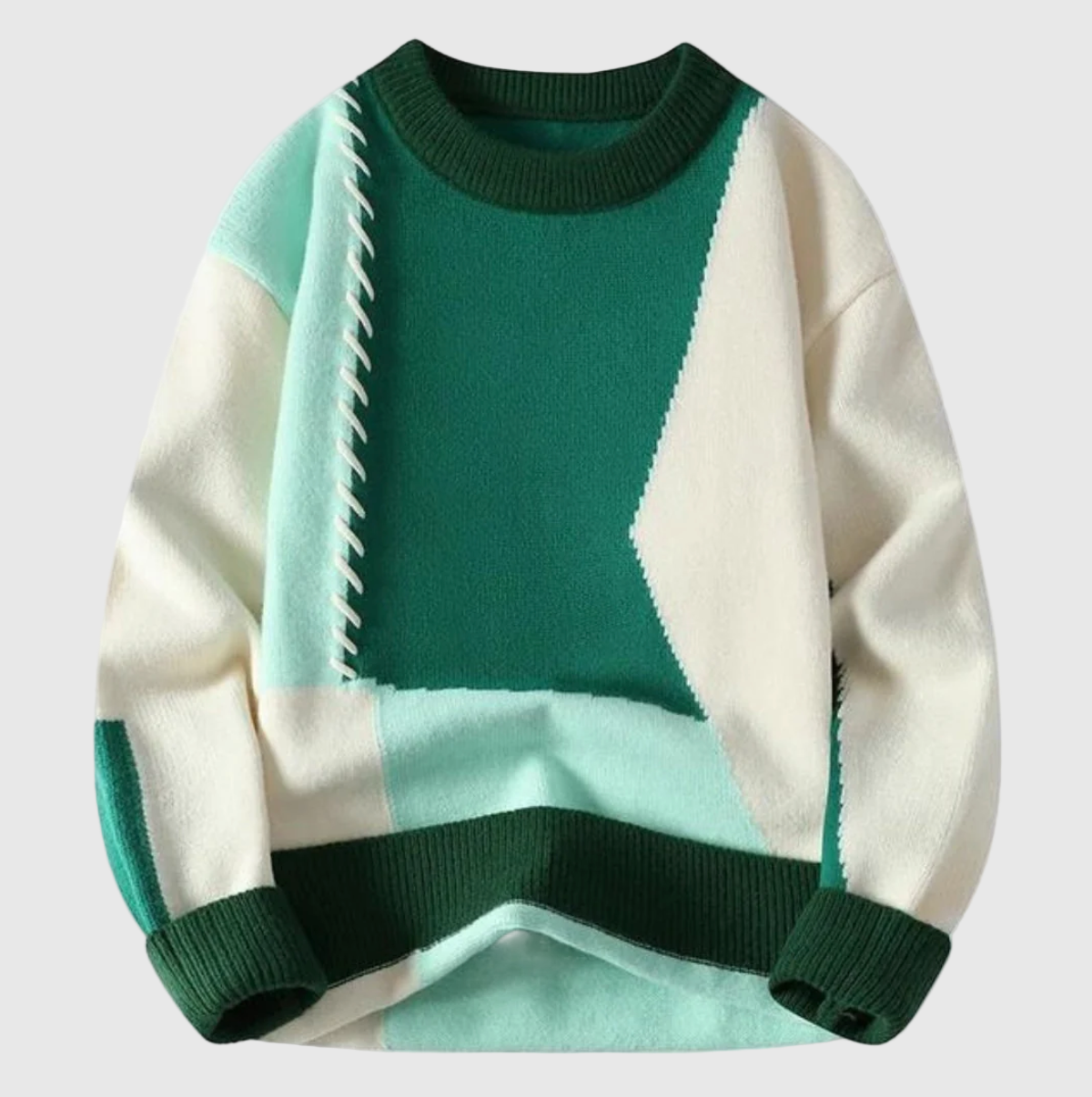 Jordán | Patchwork mintás kötött pulóver