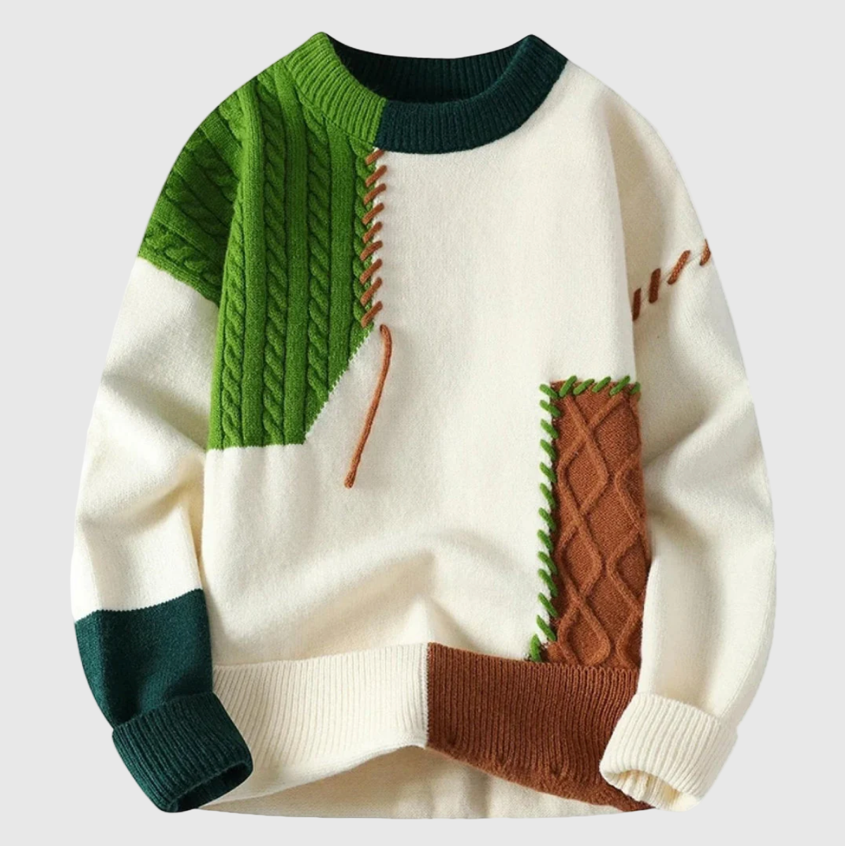 Jordán | Patchwork mintás kötött pulóver