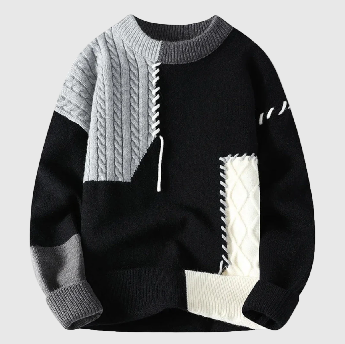 Jordán | Patchwork mintás kötött pulóver