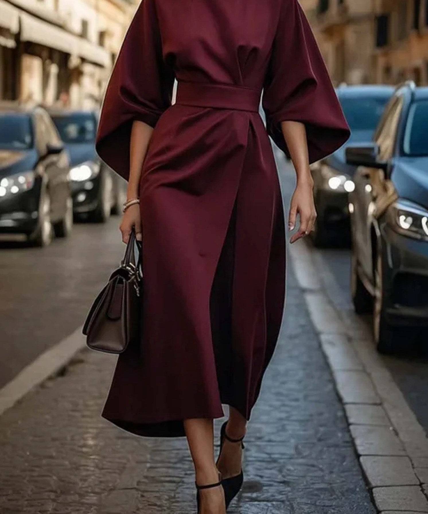 Grace | Elegáns Ruha Lanternás Ujjakkal és Derékpánttal