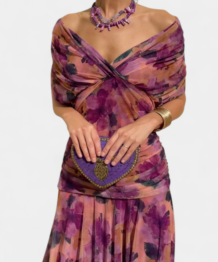 Amarra™ – Elegáns Hosszú Ruha Drapé Chiffonból
