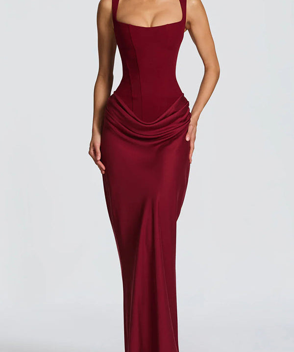 Leonor™ – Elegáns Maxi Ruha Négyzetes Kivágással